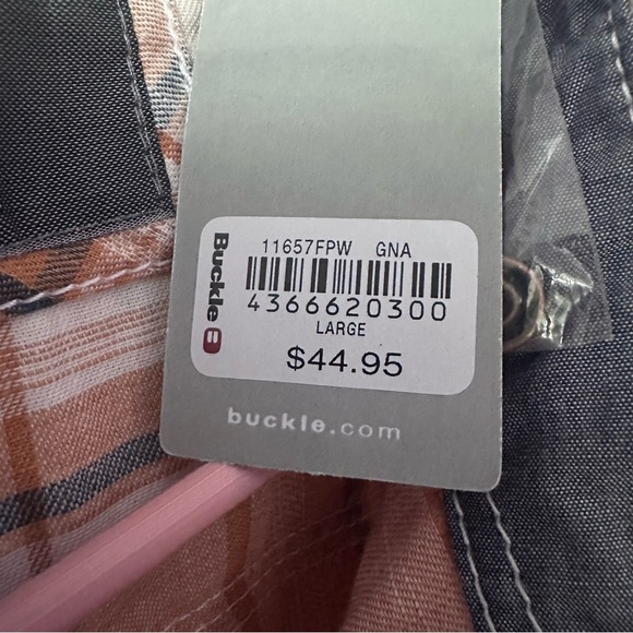 BKE Buckle Men's Orange Plaid Shirt Button Down - Picture 3 of 6